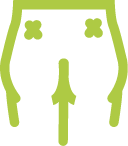 Illustration of a buttock, highlighting the administration area